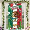 Viva Mexico door cover featuring an eagle and Mexican flag design with greenery.