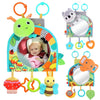 Baby Car Seat Toy with Mirror, Crinkle Paper & Teether