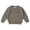 A gray knit sweater and pants set for a toddler, shown flat lay.