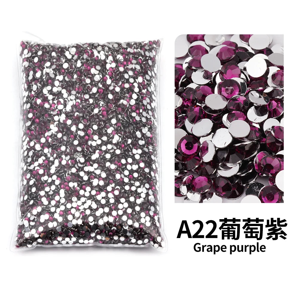 Bag of A22 grape purple flat-back resin rhinestones for DIY craft and nail art