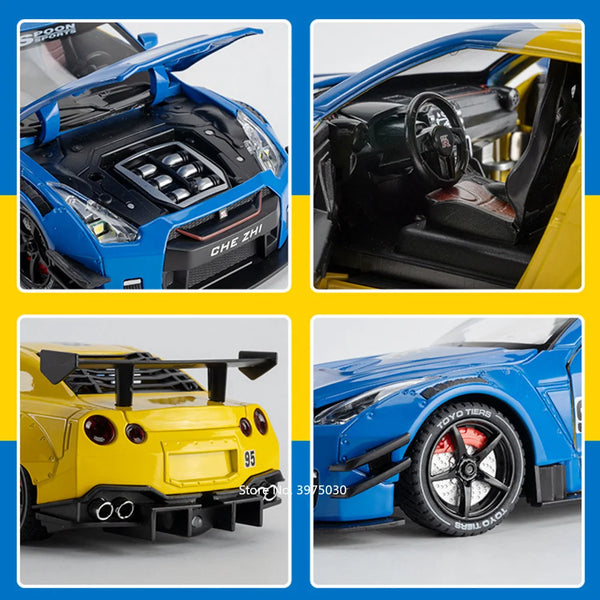 1:24 Scale Diecast GTR Sports Car Model with Lights and Sound