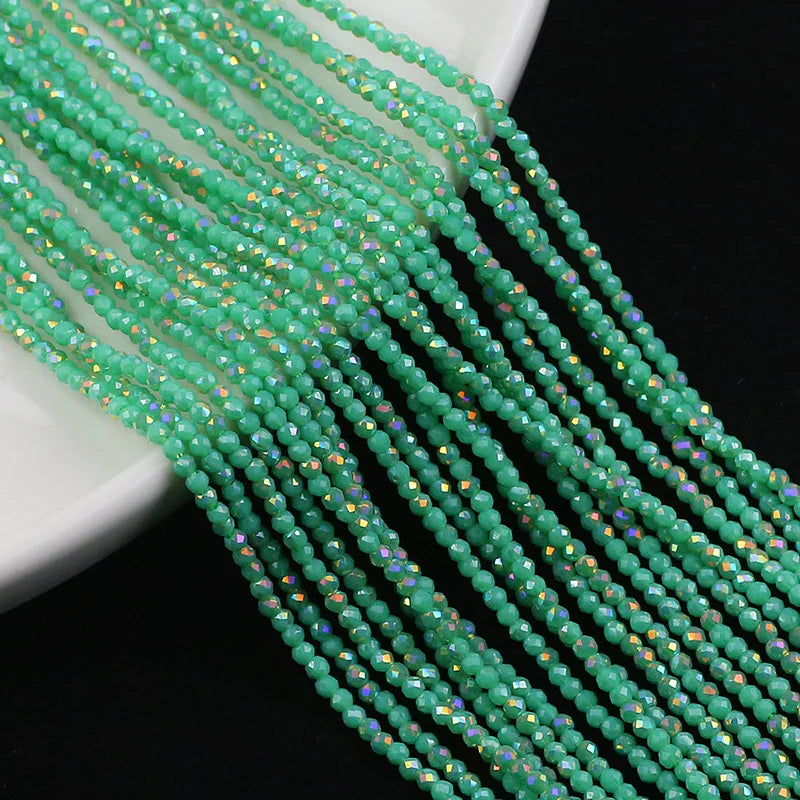 2mm Austrian Crystal Spacer Beads – White AB Finish