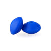 Two bright blue silicone lentil beads shaped like an abacus for jewelry making