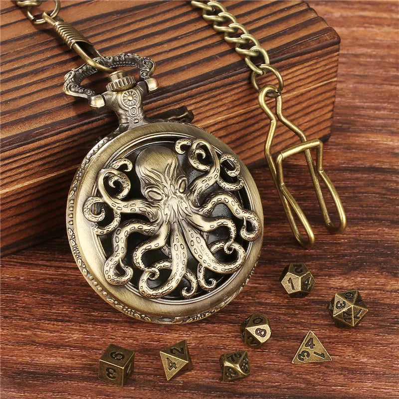 Octopus Pocket Watch Dice Set with Chain