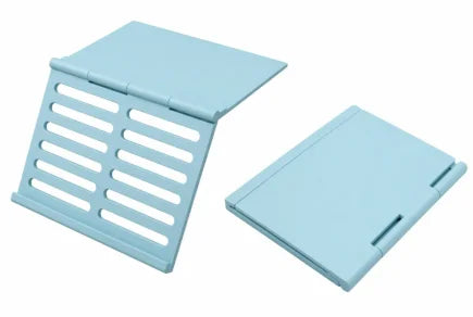 Light blue foldable Mahjong card holder with a non-slip stand.