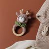 Crochet Bunny Rattle & Teether Toy with Wooden Ring