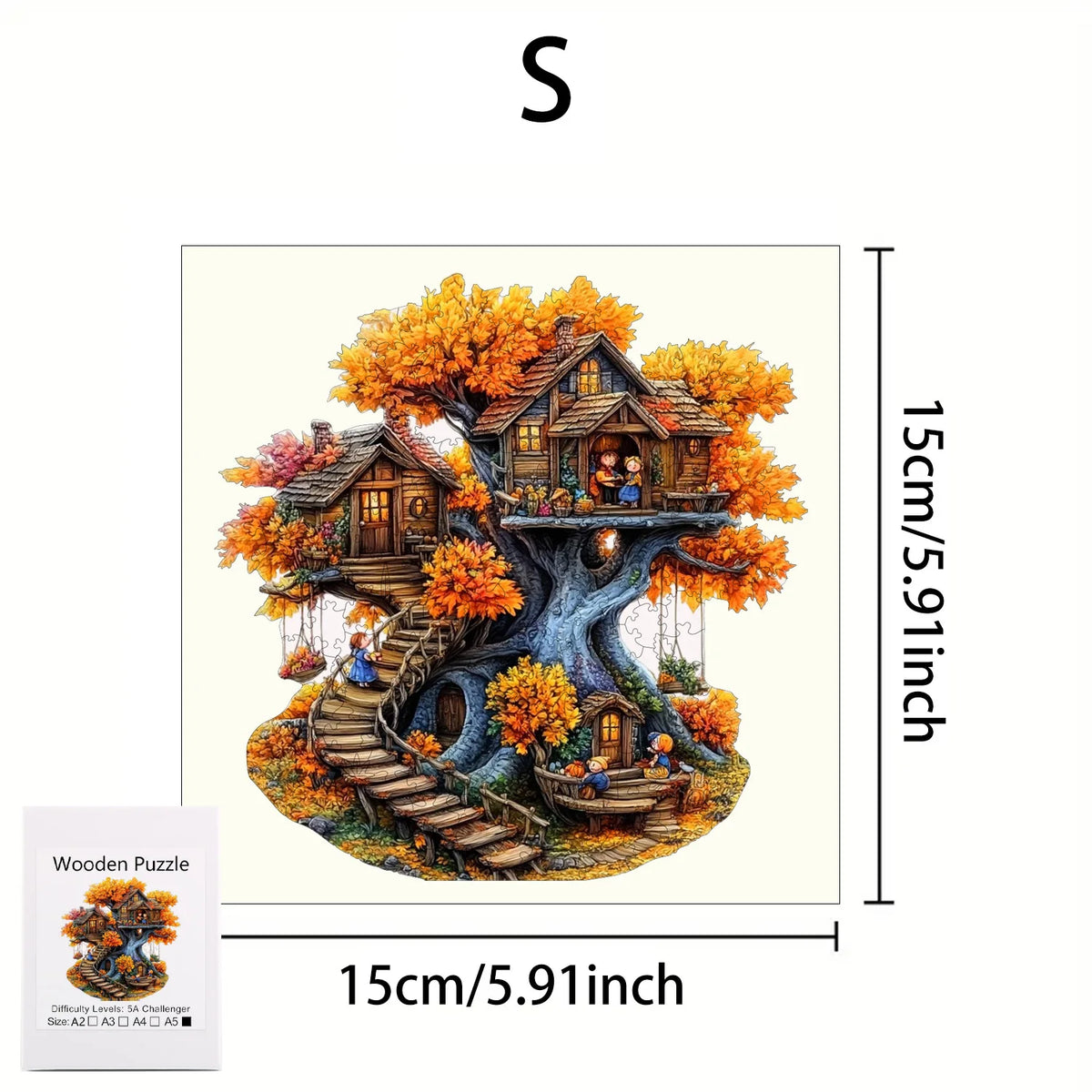 Premium Wooden Jigsaw Puzzle – Villa Peacock Owl Landscape