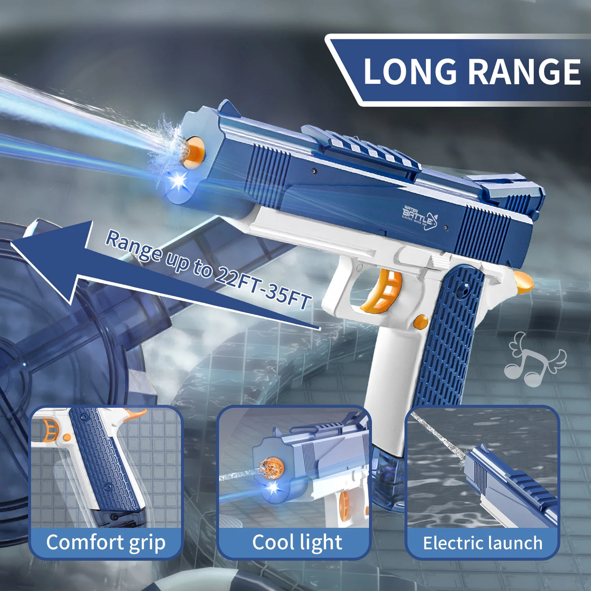 Rechargeable Electric Water Gun with 32-Foot Range