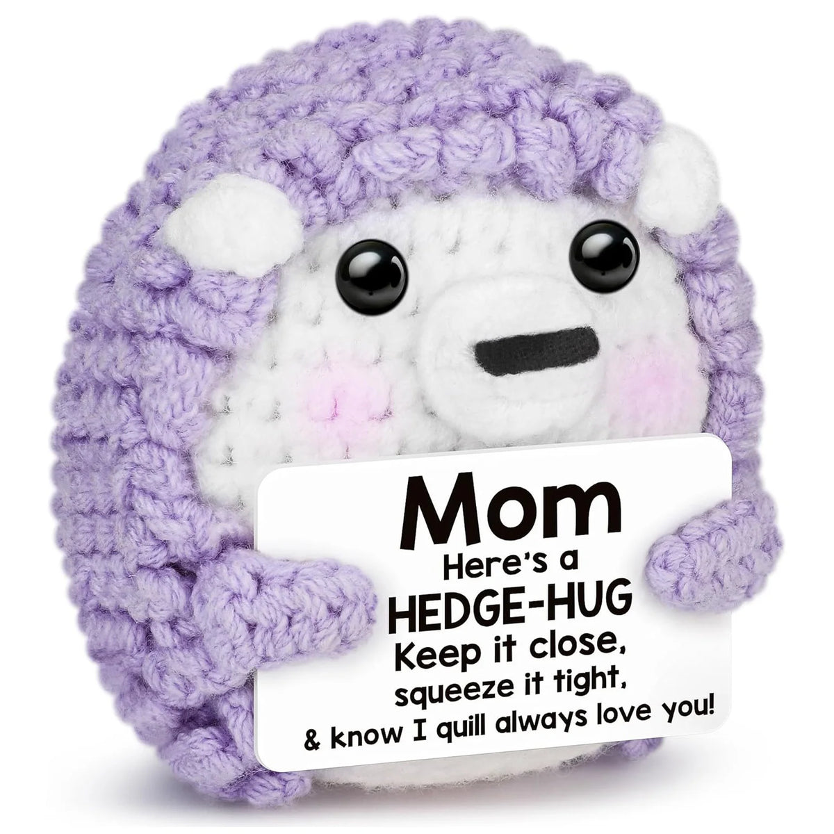 Handmade Crochet Hedgehog Doll with Positivity Card