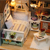 DIY Miniature Wooden Dollhouse Kit with LED Lighting