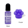 A purple liquid pigment in a glass bottle with a black cap labeled QIAO QIAO DIY Purple