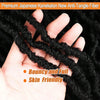 A hand is holding a bundle of black anti-tangle fiber hair, demonstrating its texture and use.