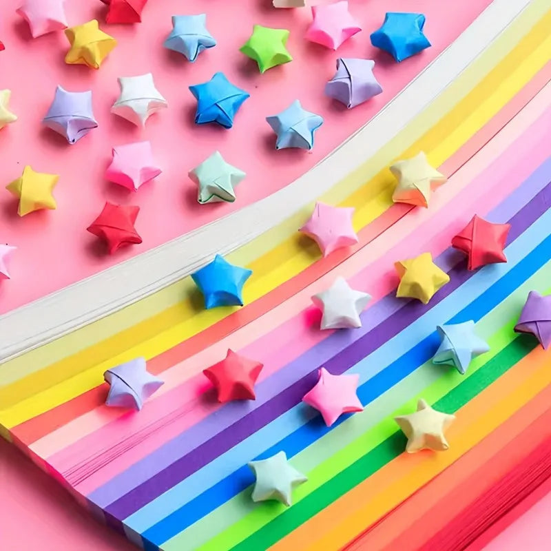 520-Piece Colorful Origami Star Paper Strips for DIY Craft Projects