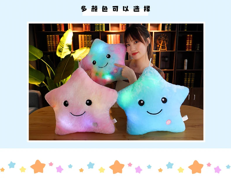 Glowing Star Pillow with Soft LED Light