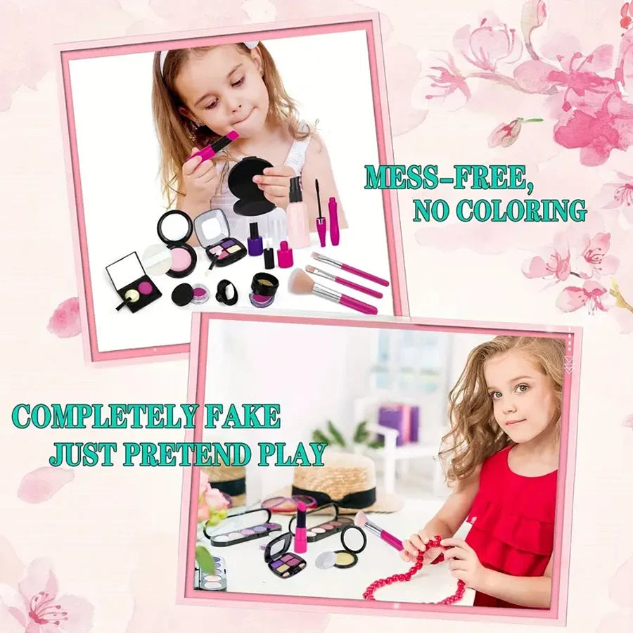 Pretend Play Makeup Kit for Kids with Storage Bag