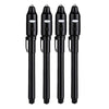A set of four black invisible ink spy pens with UV light for secret messages