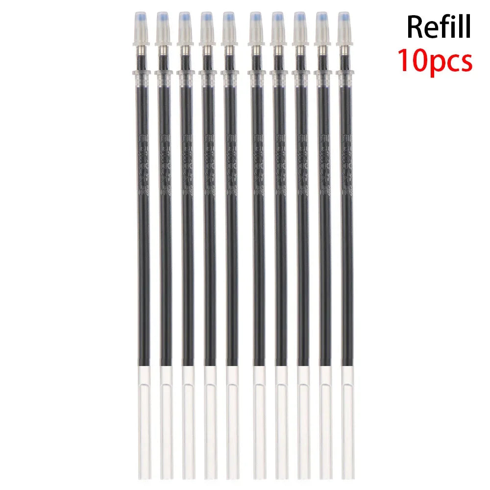 A set of ten automatic fade pens with refills for reusable handwriting practice.
