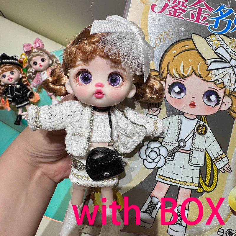 Coco Elegant Girl 13cm Articulated BJD Doll with Phone Lanyard & Replaceable Eyes