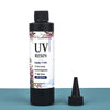 A black bottle of UV resin used for hard type curing and self-degassing in jewelry making.