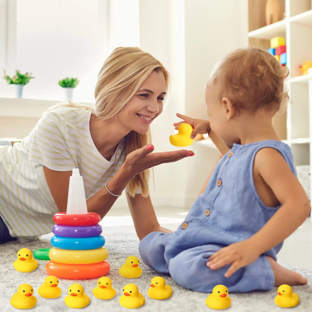 Classic Yellow Squeaky Rubber Ducks for Bath, Party Favors, and Decor
