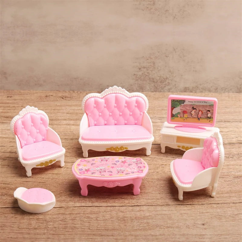 Miniature Dollhouse Furniture Set for Bedroom, Living Room, Kitchen & Bathroom