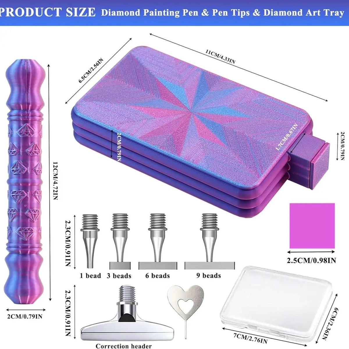 Diamond Painting Pen Set with Interchangeable Tips and Tray
