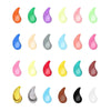 A collection of 24 acrylic paint colors in various shades and finishes shown in a grid.