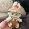 Labubu doll outfit set featuring a brown bear hoodie and headphones.