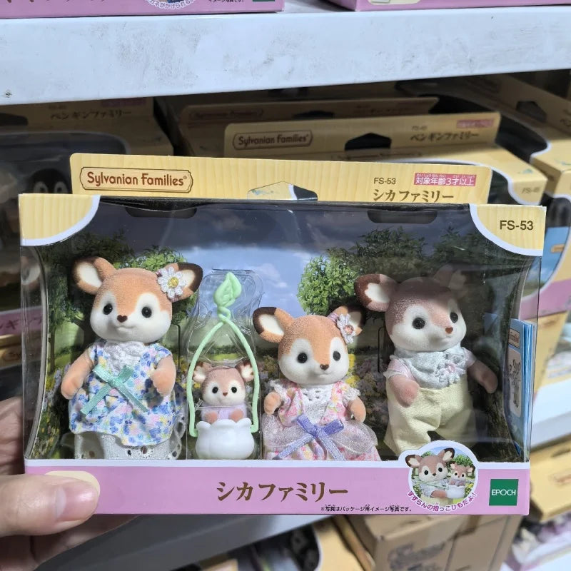 A packaged Sylvanian Families Sika Deer Family figure set featuring two deer characters.