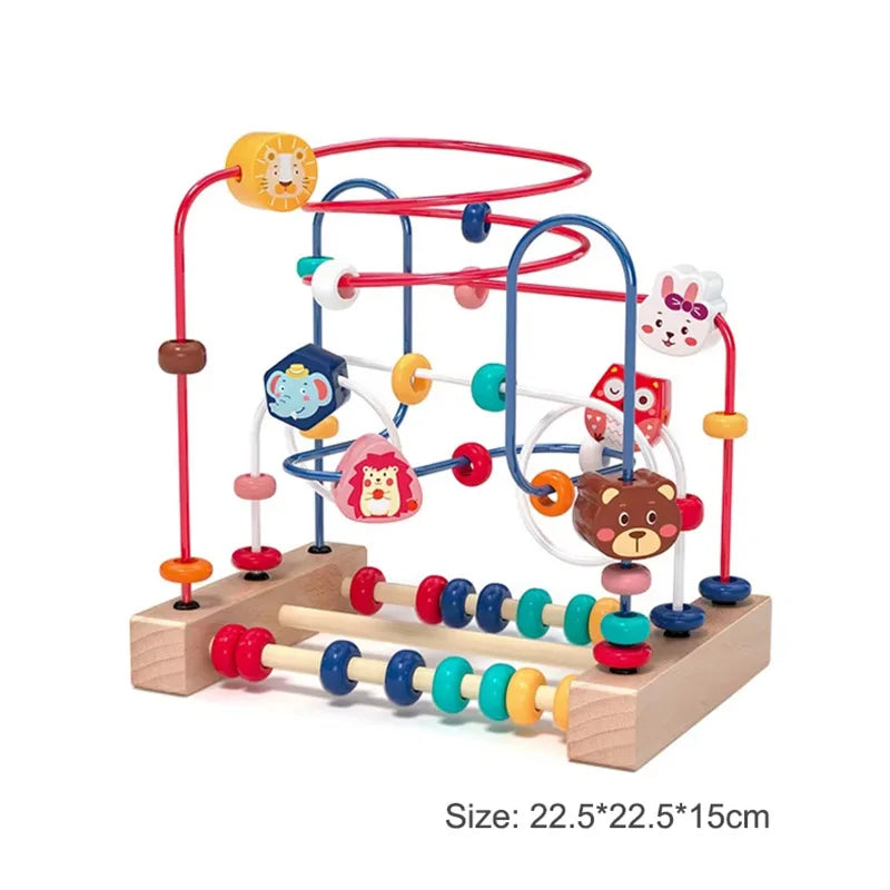 Wooden Bead Maze Roller Coaster Toy for Toddlers