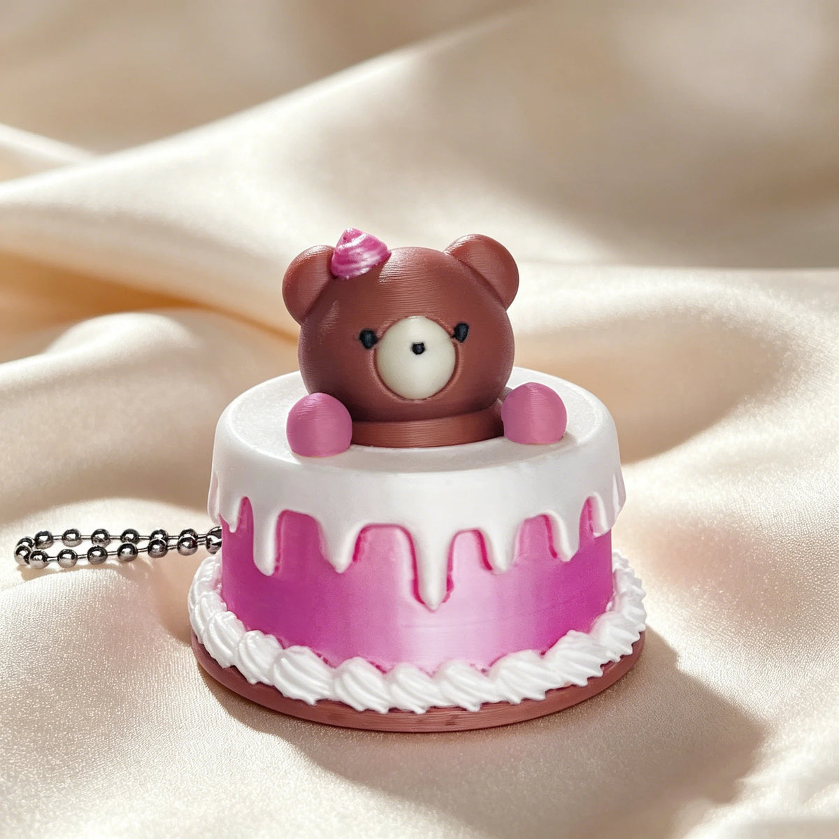 Cute Cartoon Cake Fidget Keychain – Stress Relief Clicker Toy