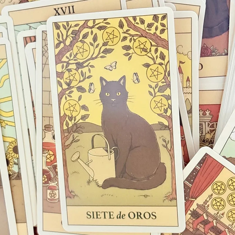 Cat Tarot Deck – 78-Card Spanish Edition with Cat-Themed Art