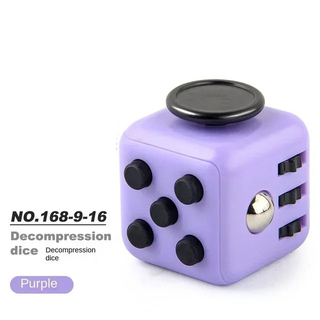 A purple decompression die is shown, featuring silent and clicking buttons.