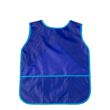 Blue waterproof kids art smock with pockets for painting and crafts