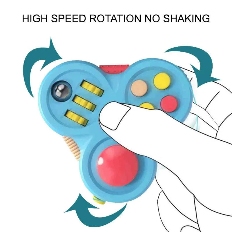 Rotating Fidget Toy with Gears, Buttons & Joystick