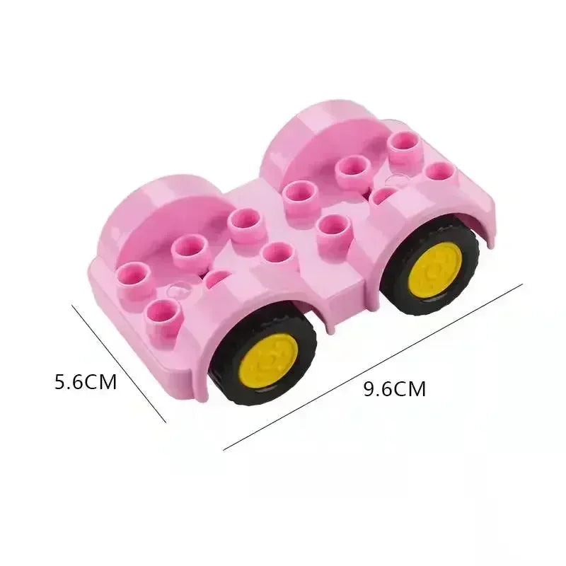 Pink city traffic vehicle building blocks set with trucks and buses