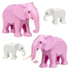 A set of six pink and white elephant building blocks for kids and collectors.