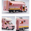 Pink 1:32 scale diecast camping RV with sound and light effects.