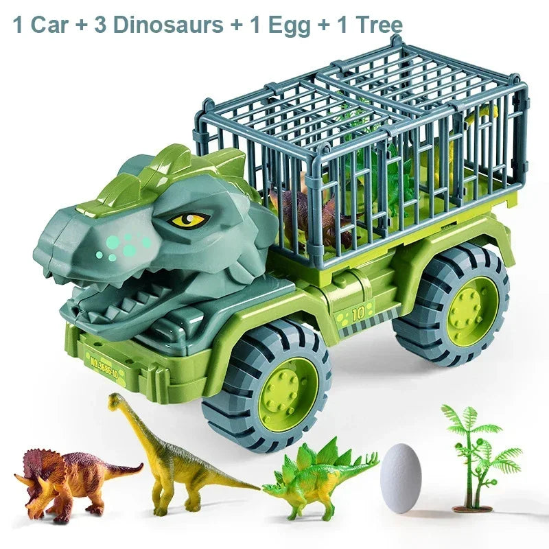 Dinosaur Transport Truck Carrier Playset with Tyrannosaurus Rex