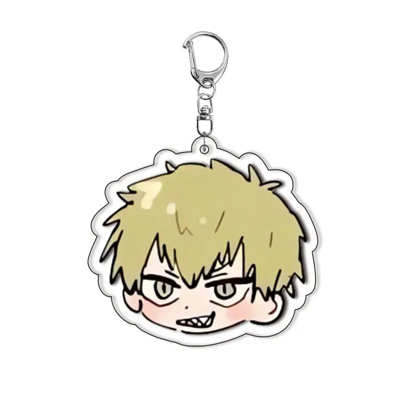 Acrylic keychain set featuring chibi versions of Isagi, Bachira, and Kunigami characters.