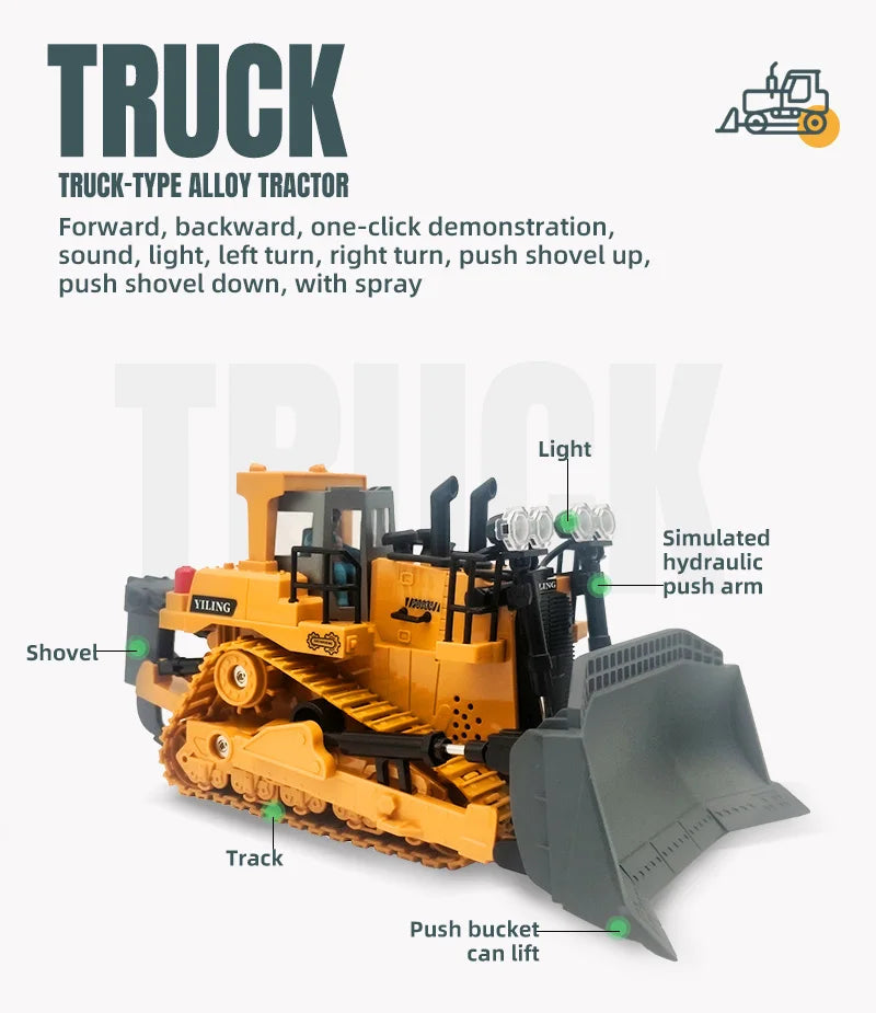 Remote Controlled Bulldozer with Working Shovel and Lights