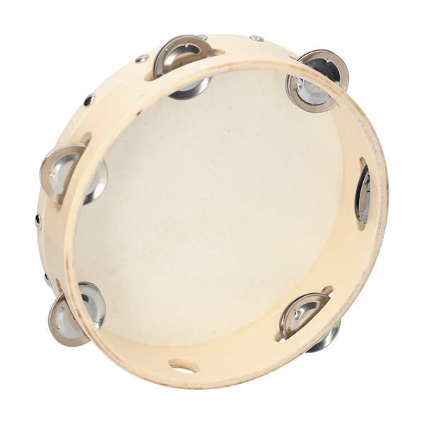 Wooden Hand Tambourine with Metal Jingles – 4 Inch