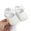 White baby girl bow-knot first walker shoes with a soft anti-slip sole