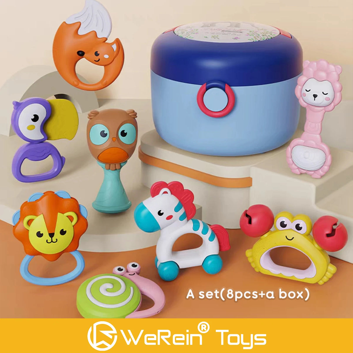 Animal Rattle Teether Toy for Babies 0-36 Months