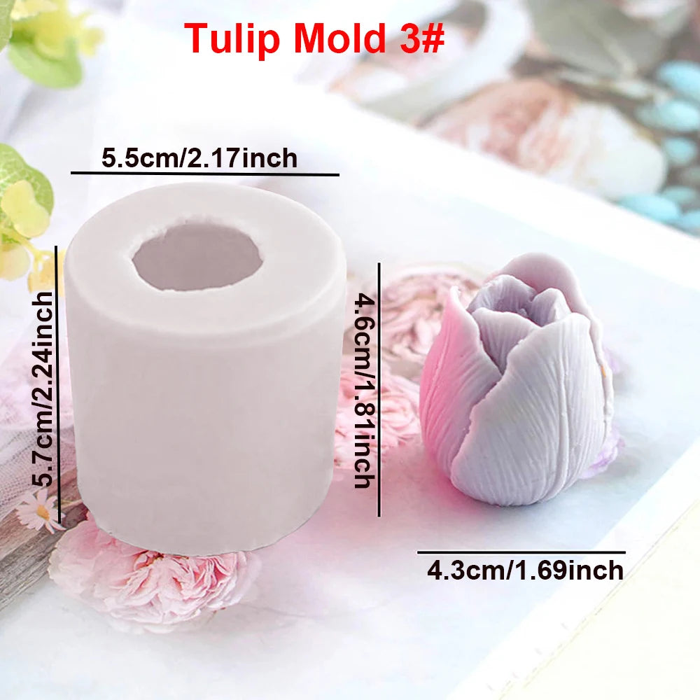 3D Tulip Flower Silicone Mold for Candle and Soap Making