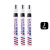 Three permanent paint markers in white and blue packaging are shown side by side.