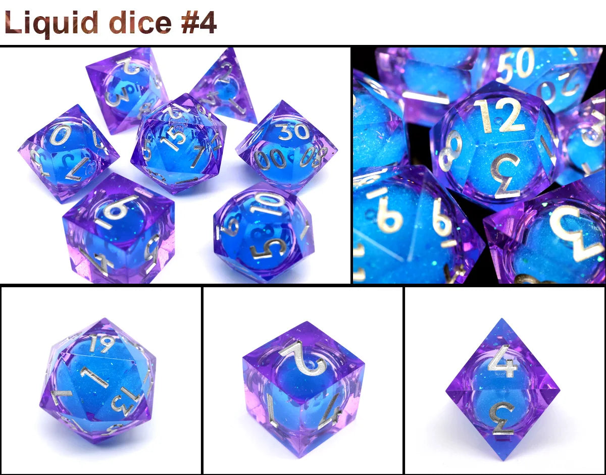 Handmade Resin Polyhedral Dice Set with Sharp Edges