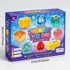 A box of Squishy Fun Box containing 8 sensory toys including cheese, bread, strawberry, and apple cubes.