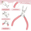 A set of pink jewelry making pliers and cutters with a non-slip handle and storage bag.