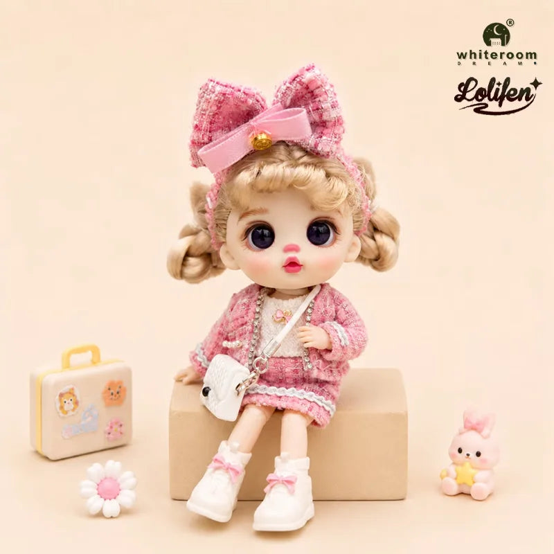 Coco Elegant Girl 13cm Articulated BJD Doll with Phone Lanyard & Replaceable Eyes